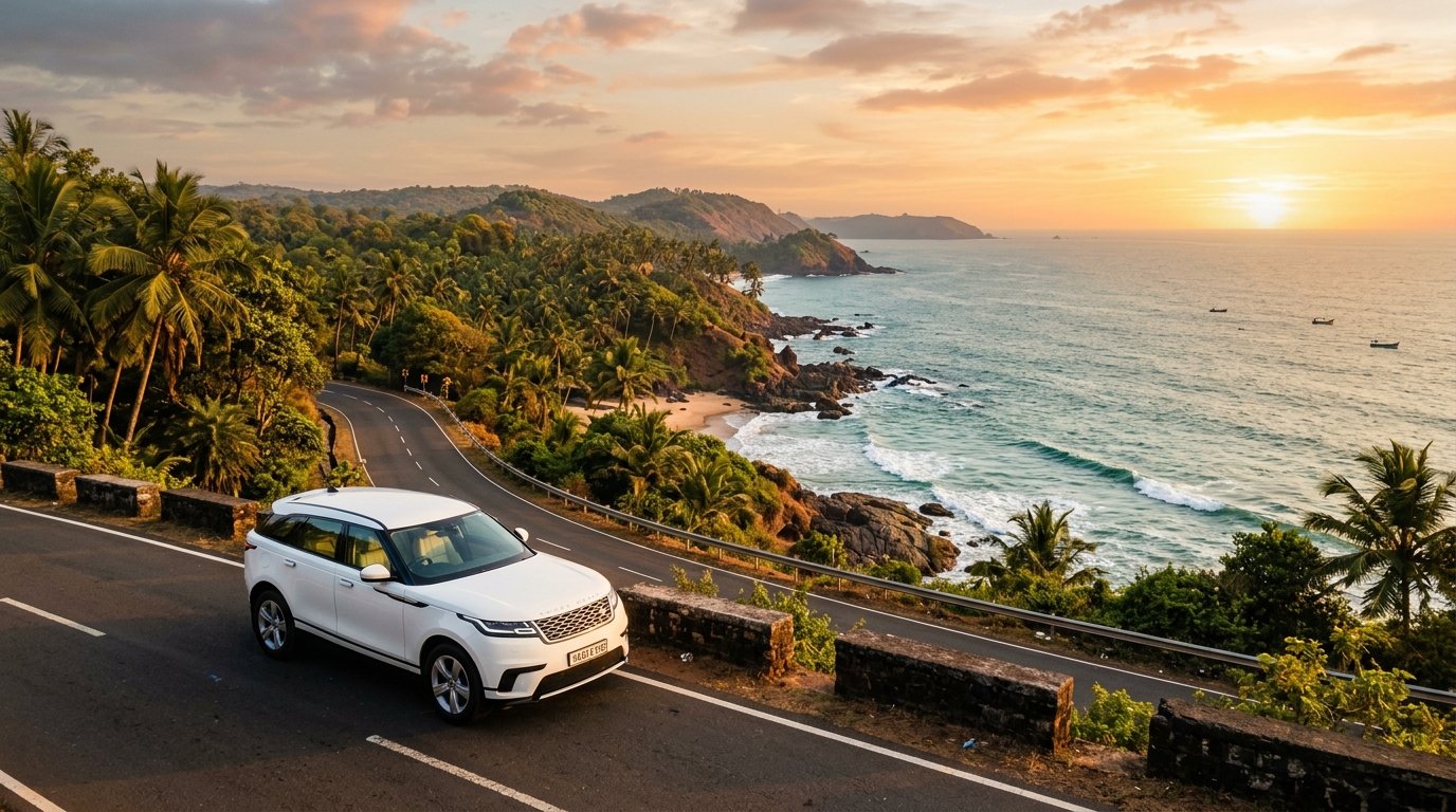 Scenic Goa road and coastal viewpoint